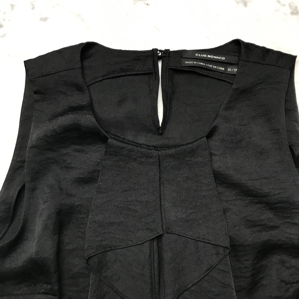 Club Monaco Black Ruffle Front Sleeveless Shell - Picture 4 of 9